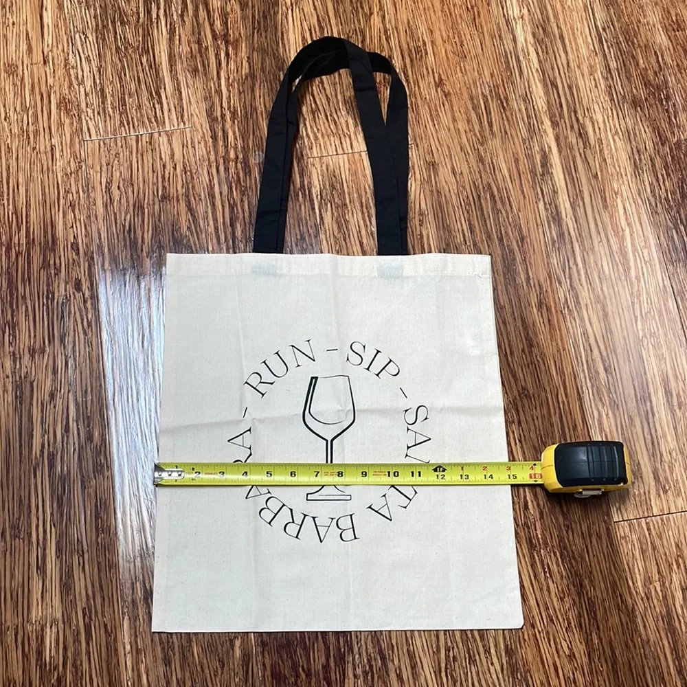 Run - Sip - Santa Barbara tan cotton tote shopping bag